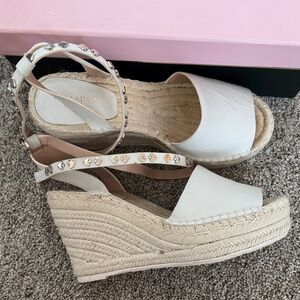 Kate Spade Frenchy Wedges Espadrilles White & Cream Size 7